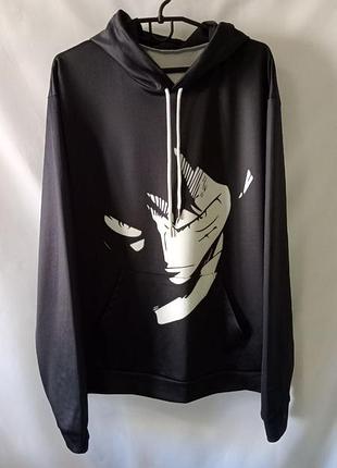 Худі унісекс чорне з принтом луффі з аніме one piece ван піст чорне