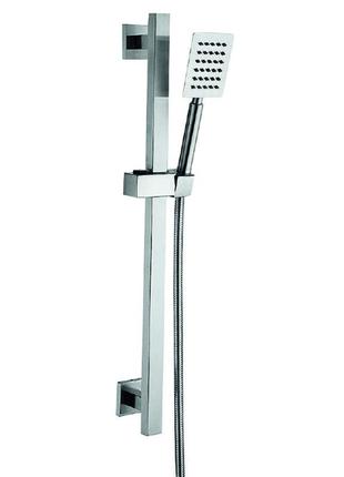 Стійка для душу zerix set bar-sus-002 з душовим шлангом і лійкою (неірж. сталь) (zx4941)1 фото
