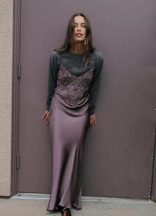 Сукня жіноча баклажанова з мереживом zara new