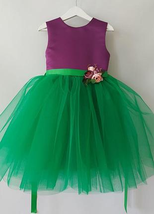 Дитяче ошатне плаття для дівчаток by_ tanyaklymenko 92 см фіолетово-зелене.