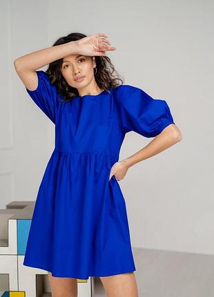 Платье женское котоновое со свободной юбкой мини электрик modna kazka mkaz6421 42