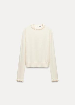 Трикотажний светр зі штучними перлинами zara