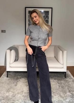 Кардиган з короткими рукавами сірий кофта джемпер светр s m zara 5536/003