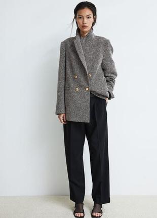 Пиджак жакет твидовый пиджак серый 1088625021 h&m hm оригинал ✅ xs s m l xl xxl