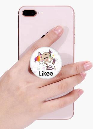 Попсокет (popsockets) держатель для смартфона лайк котик (likee cat) (8754-1032)