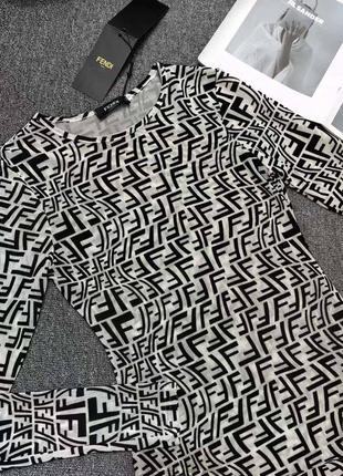 Брендовое полупрозрачное боди в стиле fendi