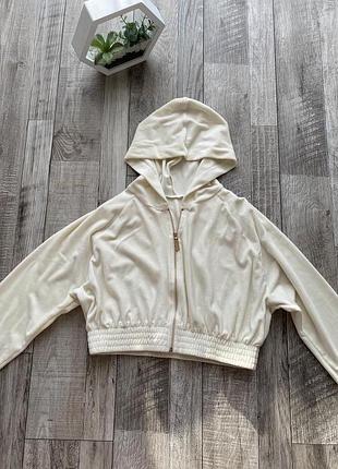 Вкорочена велюрова кофта