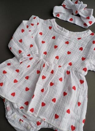 Боді-плаття із мусліну для дівчат на вік: 0-24міс5 фото