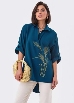 Оверсайз блузка з подовженою спинкою