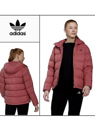 Куртка пуффер adidas утеплена водовідштовхувальна жіноча демісезонна зимова рожева червона бомбер пуховик жіночий утеплений зимовий демісезонний