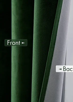Затемняющие бархатные 2 шторы темно-зеленые для спальни, гостиной с термоизоляцией,...