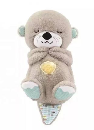 Детская интерактивная мягкая игрушка “выдра” дышащая, ночник музыкальный для сна с подсветкой