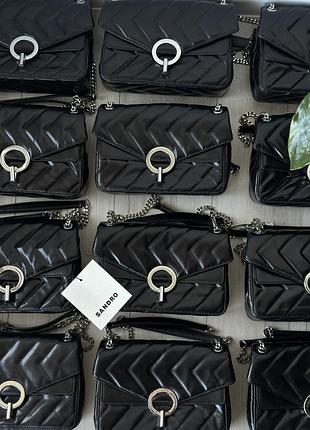Кожаная черная сумочка sandro paris