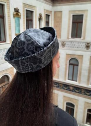 Женский берет, головной убор sailor hat,папайка,капелюх,леопардовый принт
