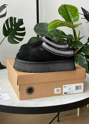 Женские угги ugg tasman platform suede black