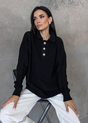 Вязаный теплый свитер свободного кроя шерстяной свитер оверсайз