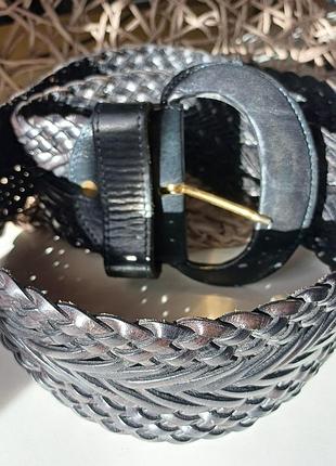 Широкий плетеный винтажный ремень из натуральной кожи valentino