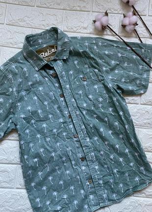 Стильна  фірмова нарядна сорочка   пальми теніска на хлопчика 11-12 рокіа