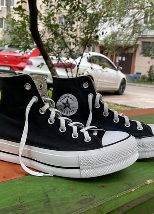 Взуття converse chuck taylor all star lift hi wmn на платформі висока подошва  чорний (black)