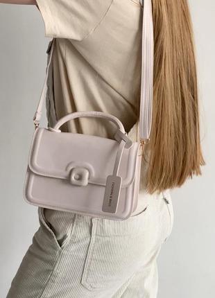 Жіноча сумка 8747 крос-боді на ремінці через плече біла4 фото
