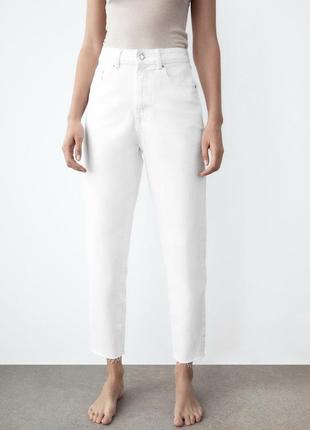 Белые мом(мам) джинсы zara