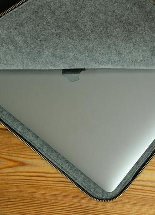 Чехол для macbook на молнии с войлоком дизайн №41 винтажная кожа, цвет синий3 фото