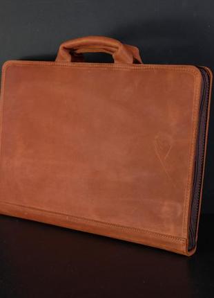 Кожаный чехол для macbook дизайн №31, натуральная винтажная кожа, цвет коньяк