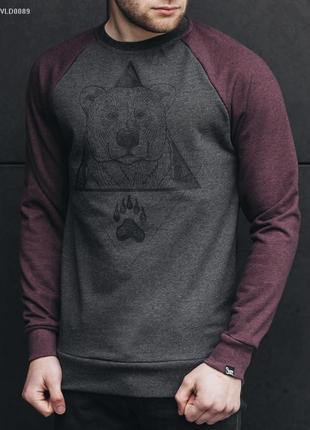 Свитшот staff bear grey and bordo