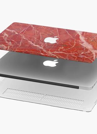 Чохол пластиковий apple macbook pro 14.2 a2442 червоний мрамор (red marble) макбук про case hard cover4 фото