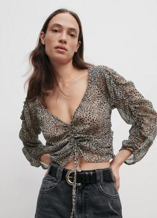 Прозрачная блуза леопард zara