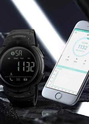 Електронний годинник skmei 1301bk black smart watch, чоловічий, водонепроникний, з bluetooth, датою, d c4 фото