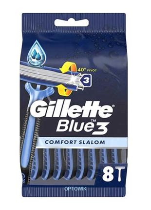 Gillette blue 3 comfort slalom джілет блу 3 8шт. одноразові станки для гоління