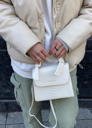 Женская сумка 8542 кросс-боди белая молочная9 фото