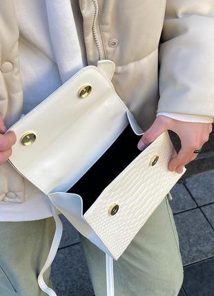Женская сумка 8542 кросс-боди белая молочная7 фото