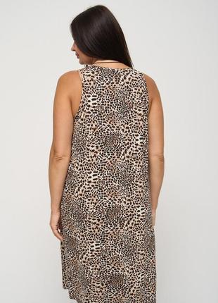 Ночая рубашка батальная в леопардовый принт вискоза размер 2xl, 3xl, 4xl, 5xl3 фото