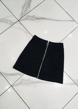 Джинсова мініспідниця на блискавці h&m xs