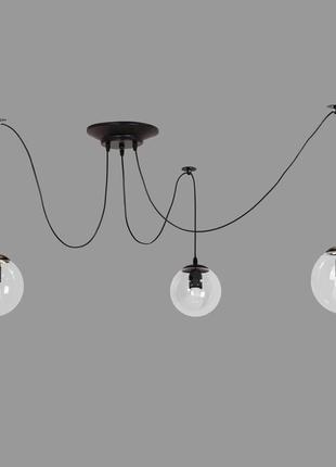 Чёрная люстра из прозрачных шаров на 3 лампы (56-pr1503f-3 bk+cl)