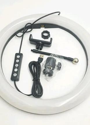 Светодиодная кольцевая led лампа для селфы, фото и видео rgb mj33 (33см) (1 крепление) (управление на проводе)2 фото
