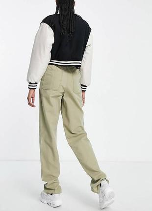 Прямі штани слоучі з напуском asos design tall кольору хакі4 фото