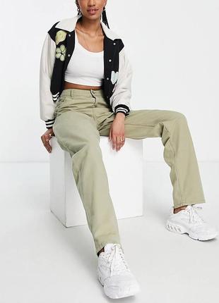 Прямые брюки слоучи с напуском asos design tall цвета хаки3 фото