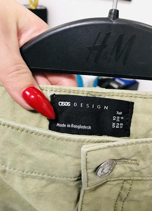Прямые брюки слоучи с напуском asos design tall цвета хаки9 фото