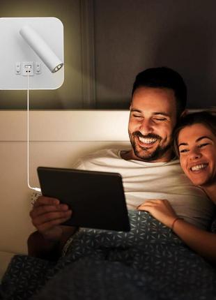 Светодиодная лампа для чтения uksunvi, настенная лампа usb type-c, два переключателя...