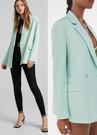 Bershka блейзер прямого кроя мятный пиджак жакет