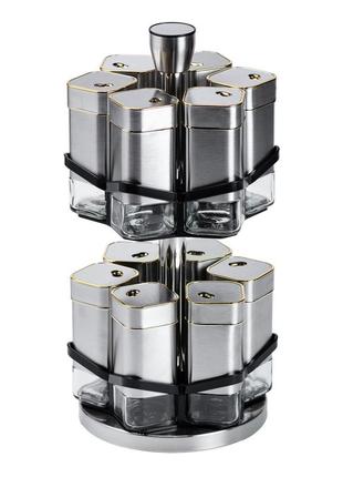 Карусель для специй на подставке набор 12 баночек по 120 мл