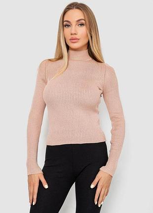 Водолазка жіноча в рубчик, колір світло-пудровий, 214r91306