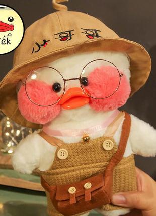 Утка лалафанфан оригинал в коричневой одежде lalafanfan уточка мягкая игрушка cafe mimi duck