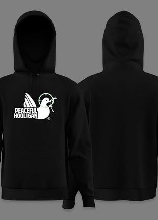 Чоловіче худі peaceful hooligan унісекс чорне толстовка з капюшоном кофта світшот