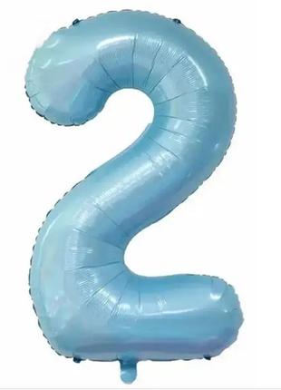 Цифра фольгирована 2 голубая 30" 76см