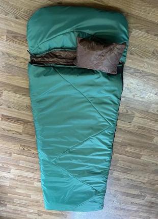 Туристичний спальник ковдра зелений до -10 весна літо з капюшоном спальний мішок + подушка2 фото