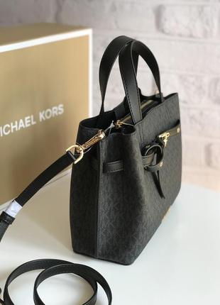 Сумка женская michael kors оригинал emilia small logo satchel черная в лого3 фото